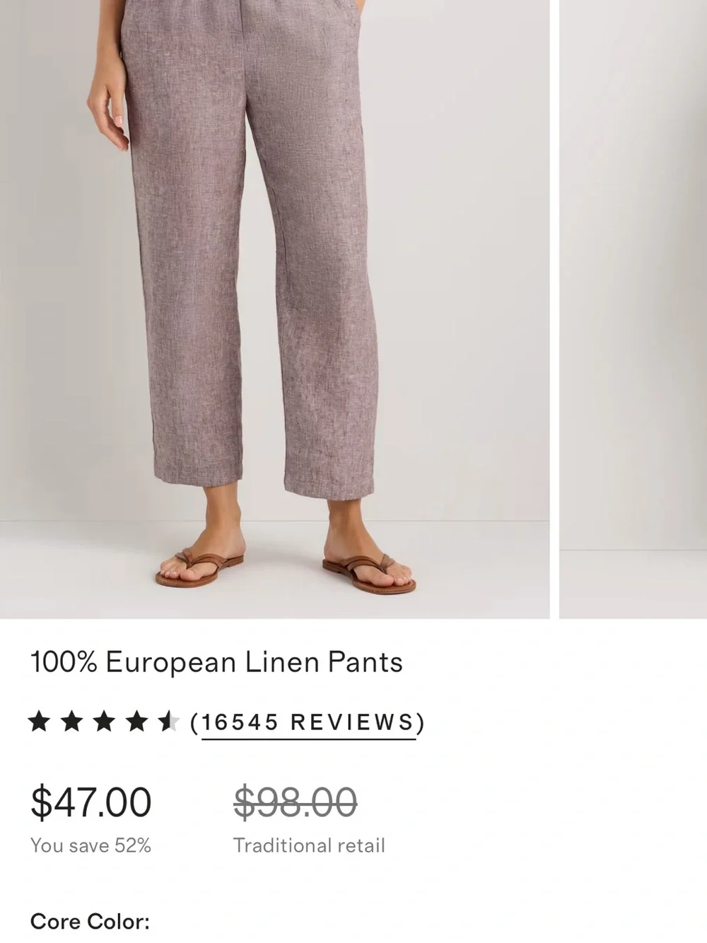 Quince 100% European Linen Wide-Leg Pants Small - Taupe Brown Chambray